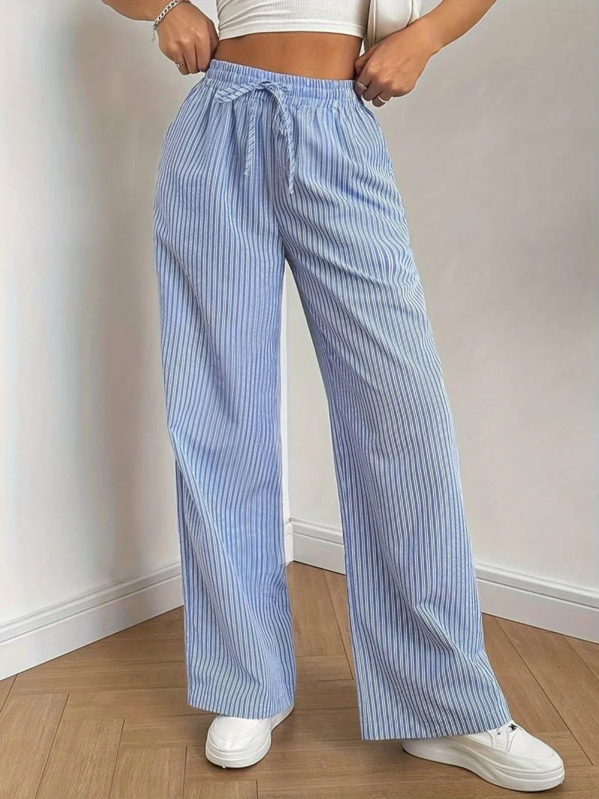 Men's Casual Cotton Striped Trousers - Comfortable Fit