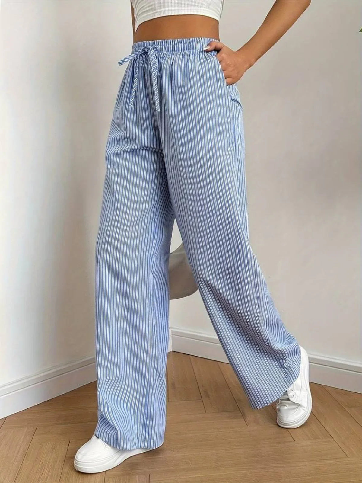 Men's Casual Cotton Striped Trousers - Comfortable Fit