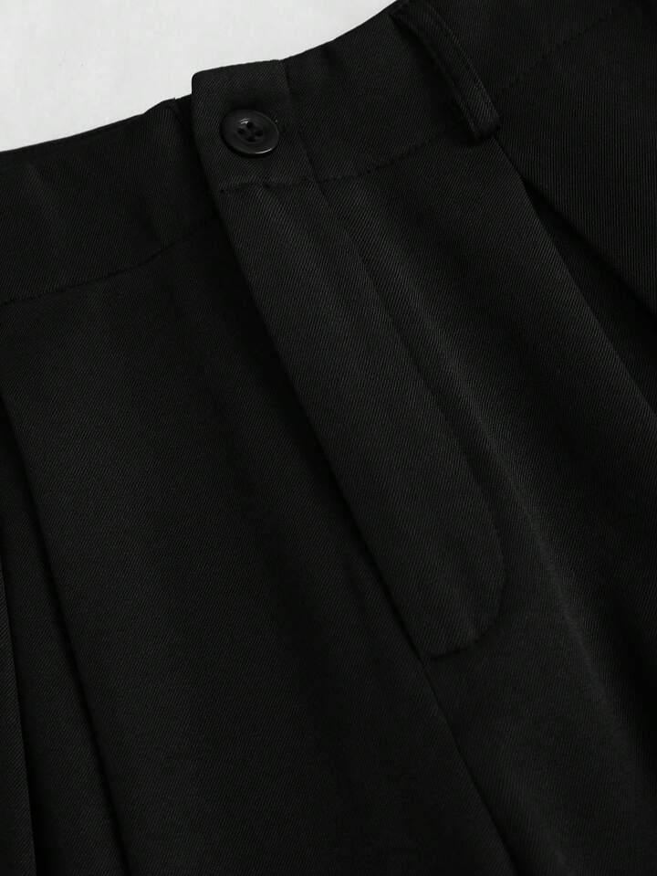 Women's High-Waisted Wide-Leg Black Trousers