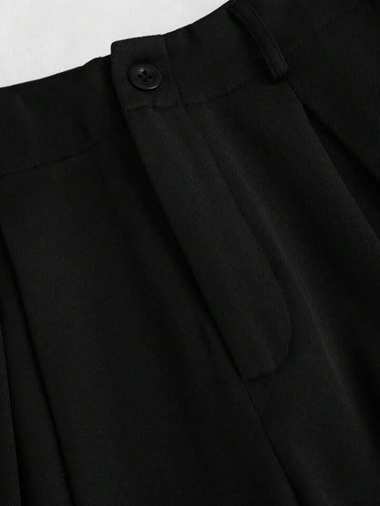 Women's High-Waisted Wide-Leg Black Trousers