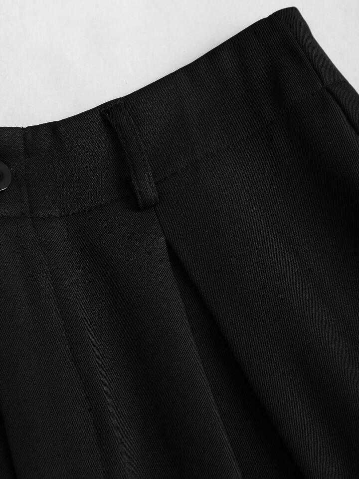 Women's High-Waisted Wide-Leg Black Trousers