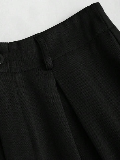 Women's High-Waisted Wide-Leg Black Trousers