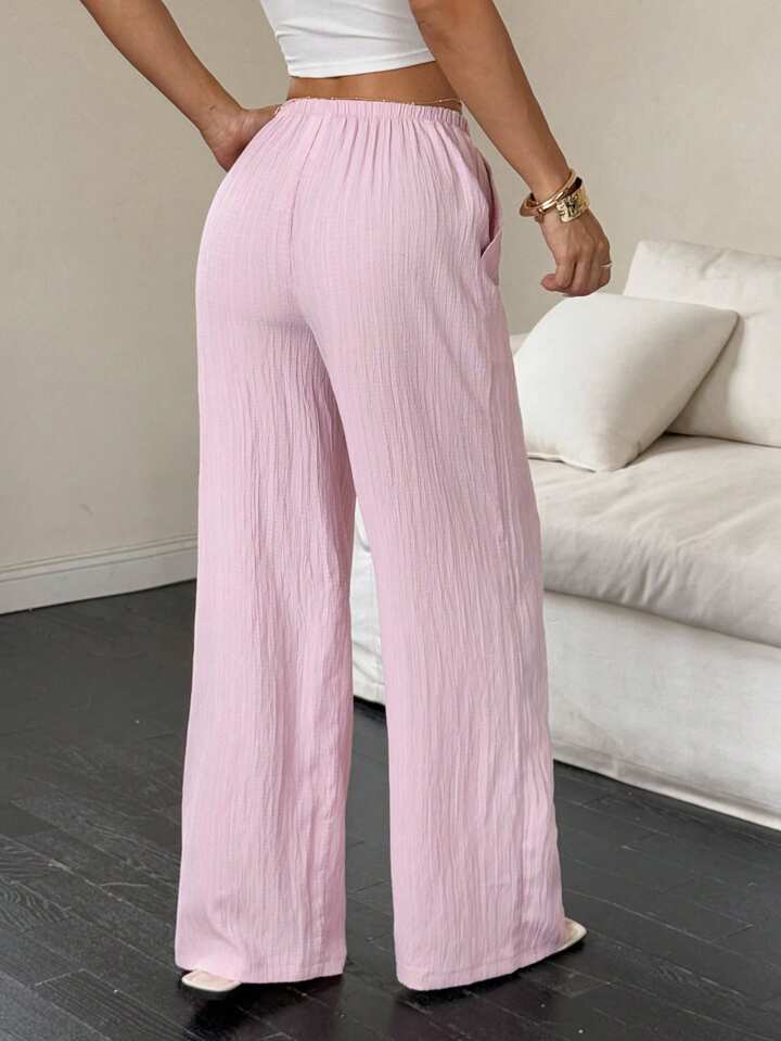 Premium Soft Textured Drawstring Pants - Comfortable Everyday Elegance