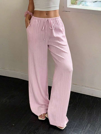 Premium Soft Textured Drawstring Pants - Comfortable Everyday Elegance