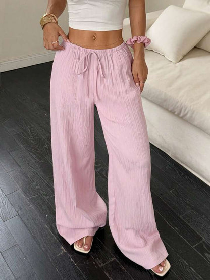 Premium Soft Textured Drawstring Pants - Comfortable Everyday Elegance