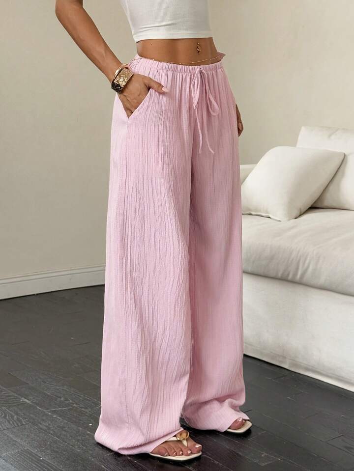 Premium Soft Textured Drawstring Pants - Comfortable Everyday Elegance