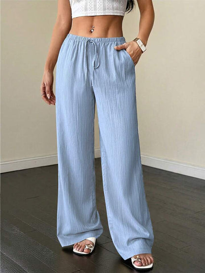 Premium Soft Textured Drawstring Pants - Comfortable Everyday Elegance