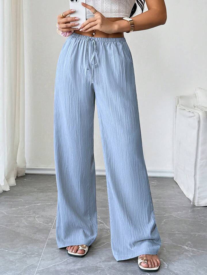 Premium Soft Textured Drawstring Pants - Comfortable Everyday Elegance