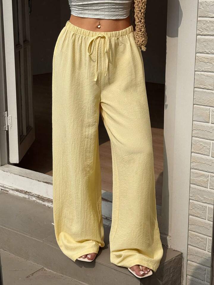 Butter Yellow Lightweight Relaxed-Fit Trousers - Coastal Style