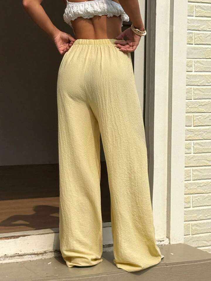 Butter Yellow Lightweight Relaxed-Fit Trousers - Coastal Style