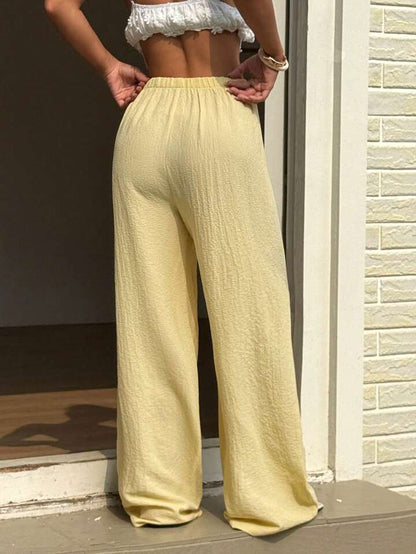 Butter Yellow Lightweight Relaxed-Fit Trousers - Coastal Style