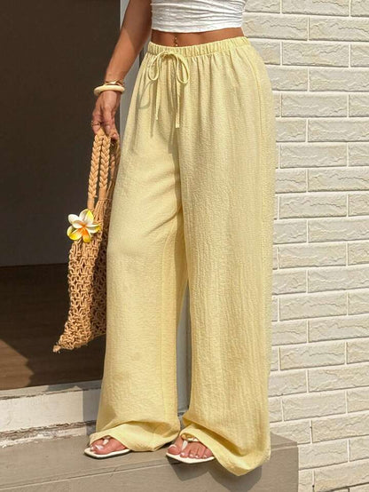 Butter Yellow Lightweight Relaxed-Fit Trousers - Coastal Style