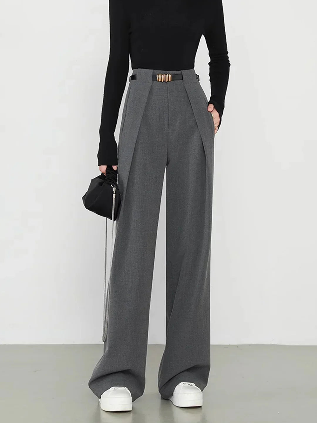 Always Elegant Women's High-Waisted Wide-Leg Tailored Trousers