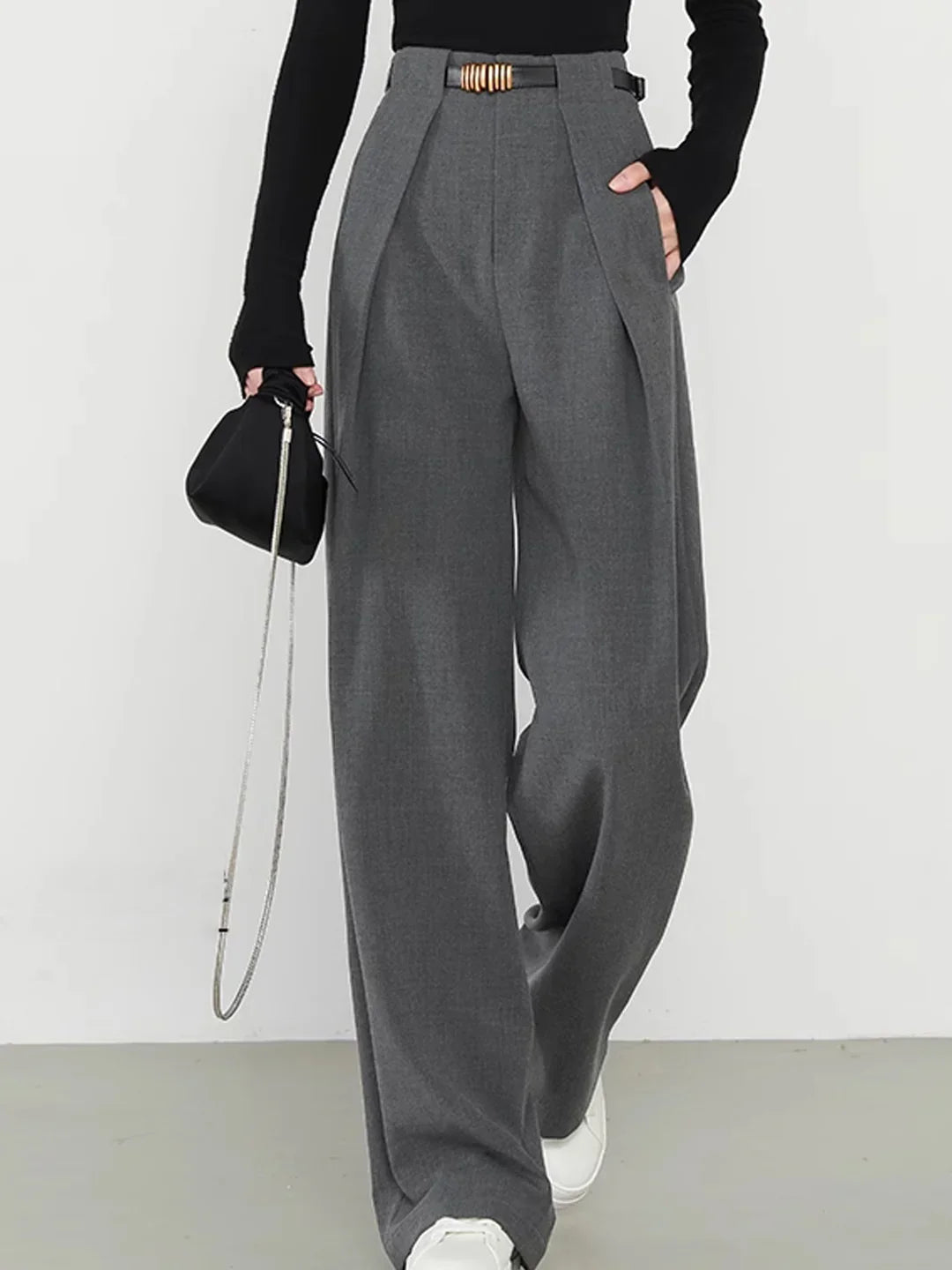 Always Elegant Women's High-Waisted Wide-Leg Tailored Trousers
