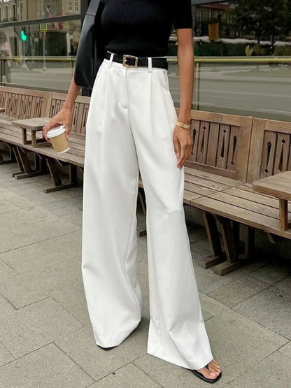 Women's High-Waisted Wide-Leg Drape Casual Trousers