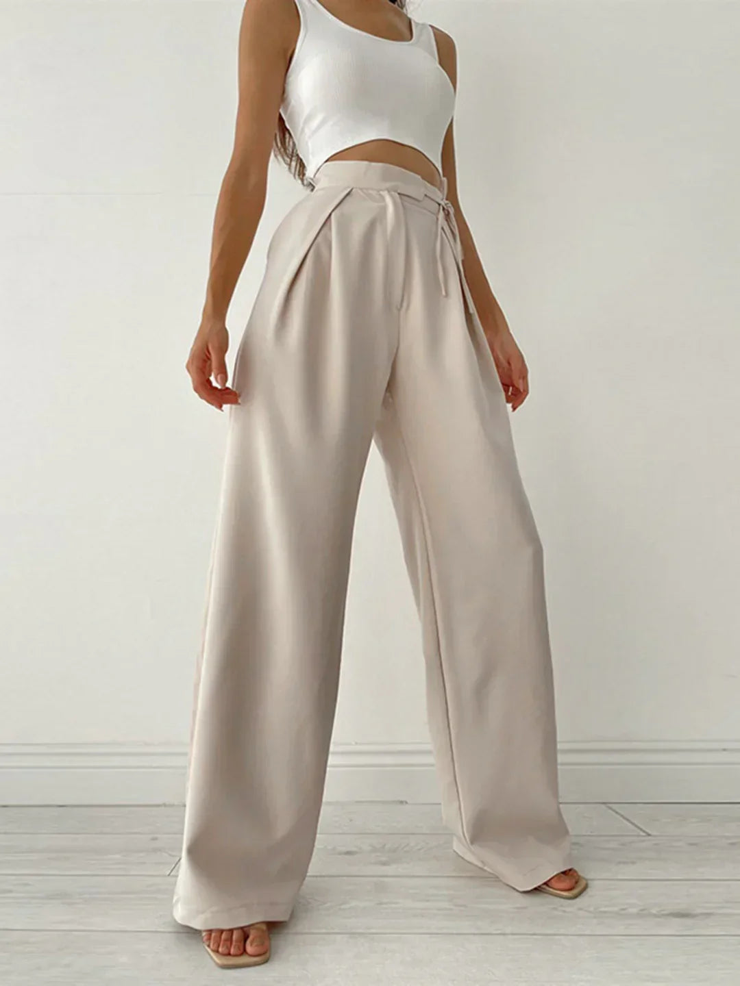 Women's Elegant High-Waisted Loose Fit Wide Leg Trousers