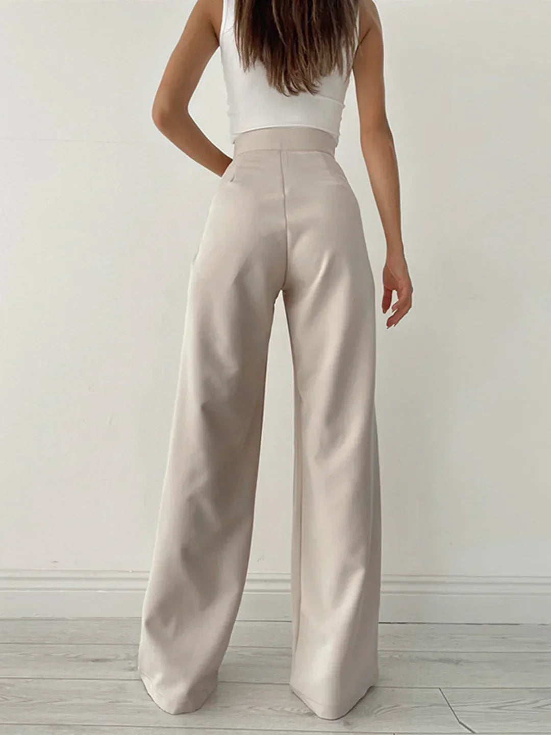 Women's Elegant High-Waisted Loose Fit Wide Leg Trousers