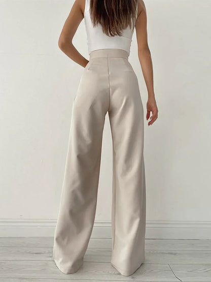 Women's Elegant High-Waisted Loose Fit Wide Leg Trousers