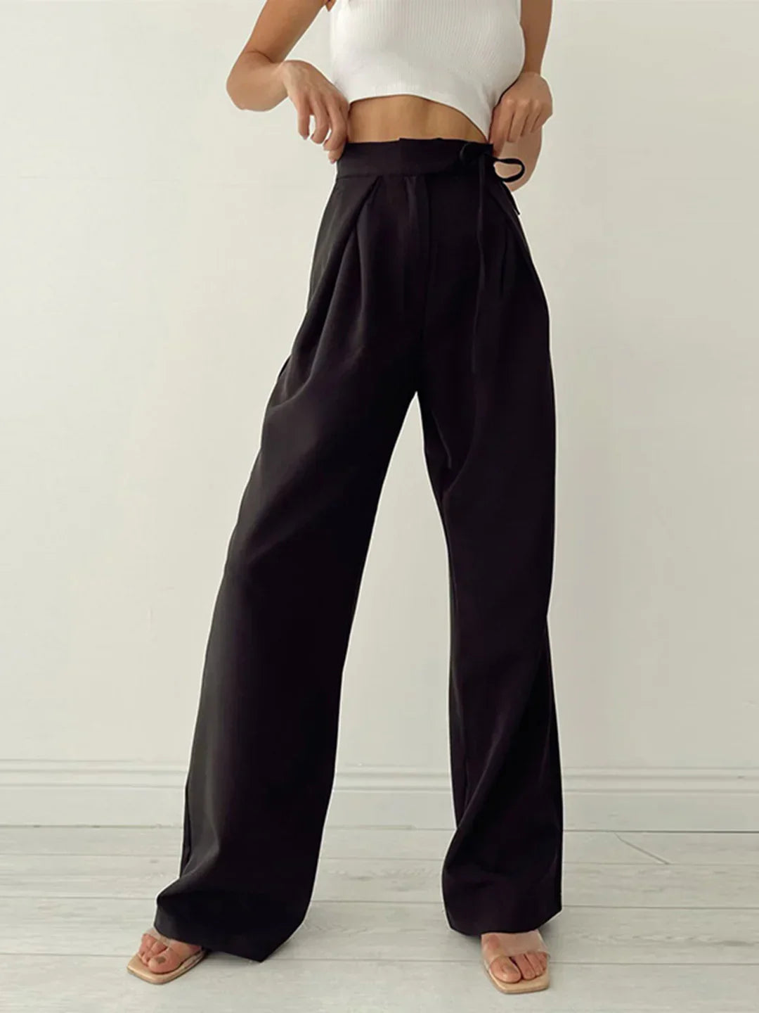 Women's Elegant High-Waisted Loose Fit Wide Leg Trousers