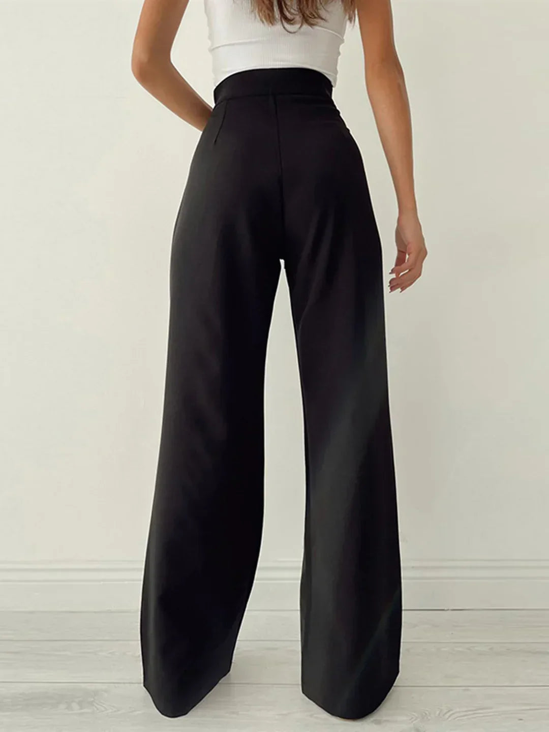 Women's Elegant High-Waisted Loose Fit Wide Leg Trousers