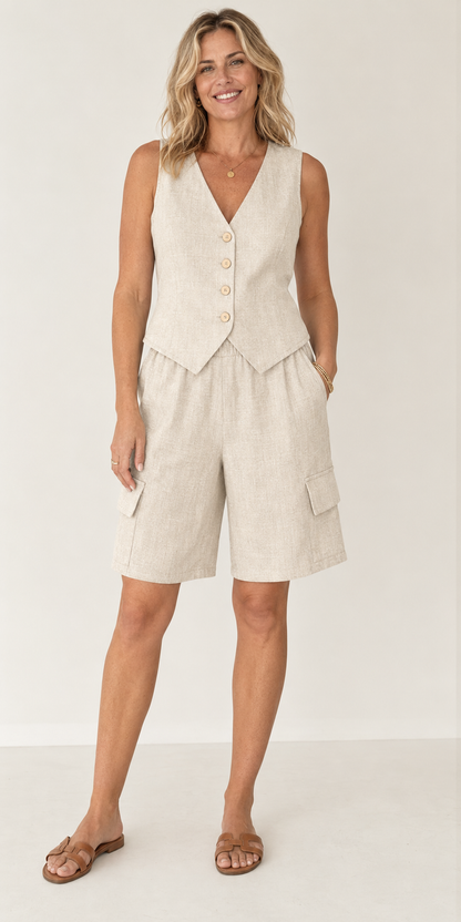The Everyday Vest & Cargo Bermuda Set