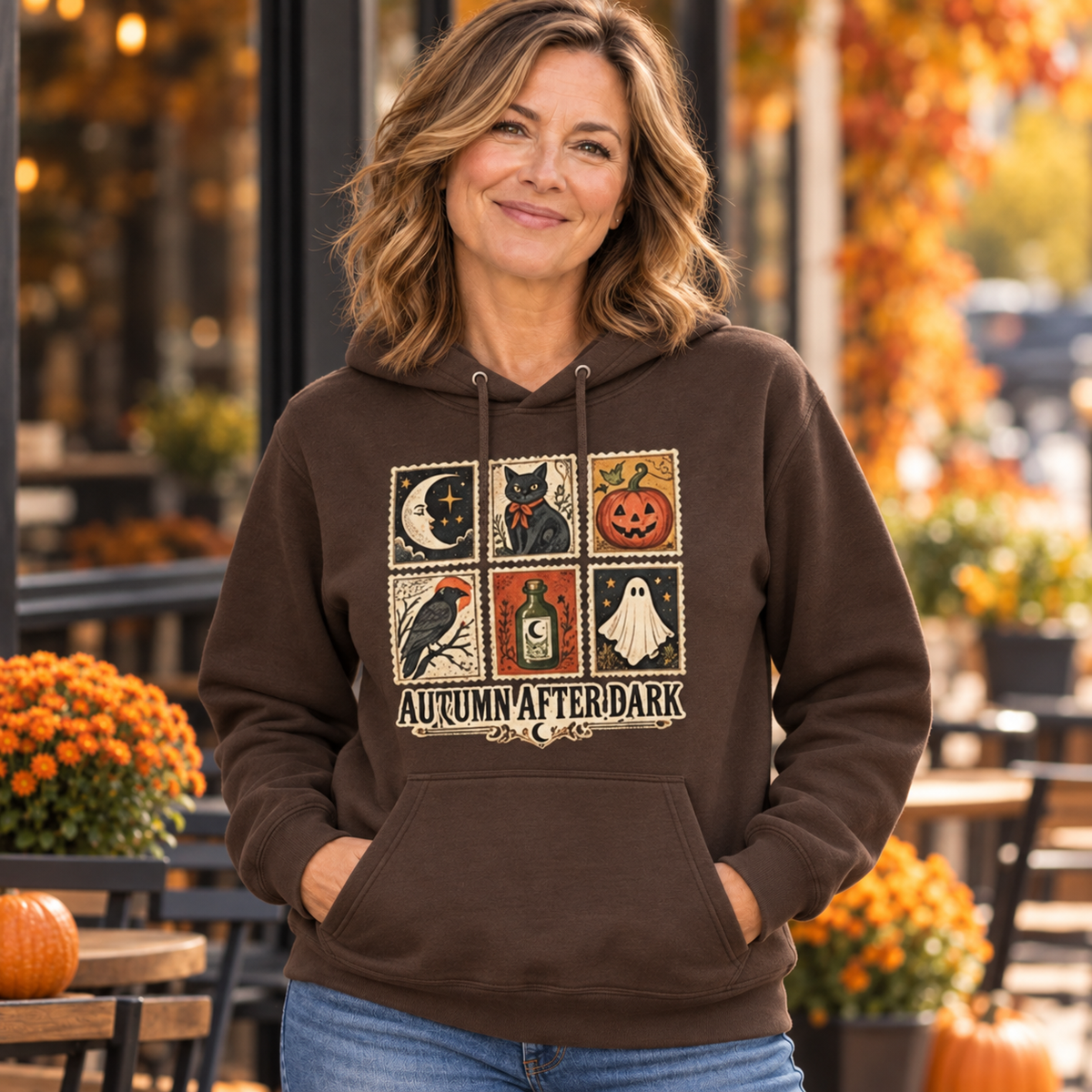 Autumn After Dark Vintage Stamp Crewneck