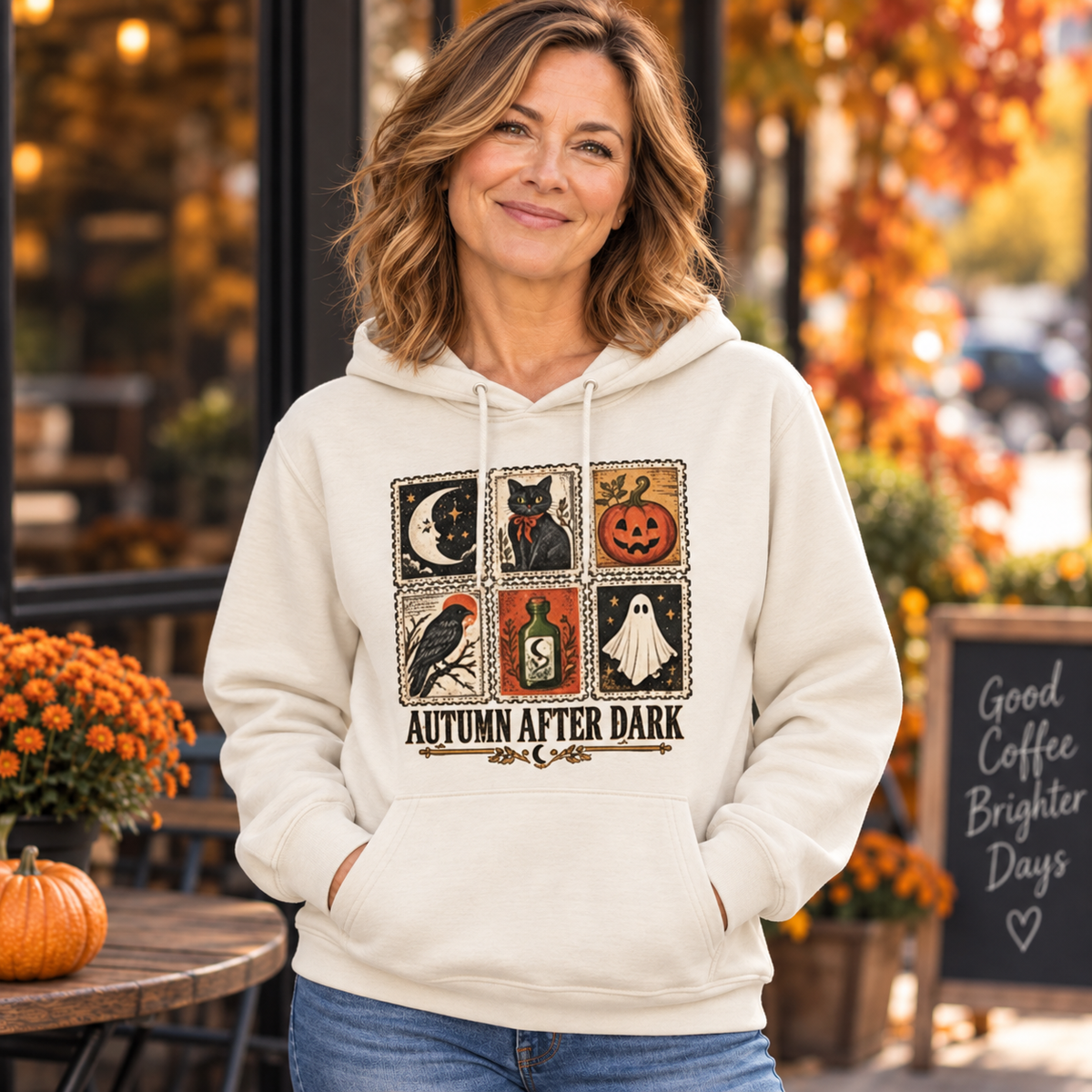 Autumn After Dark Vintage Stamp Crewneck