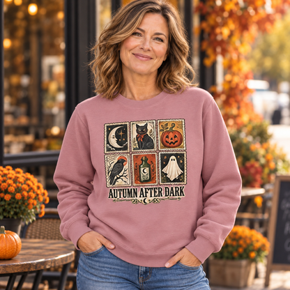 Autumn After Dark Vintage Stamp Crewneck