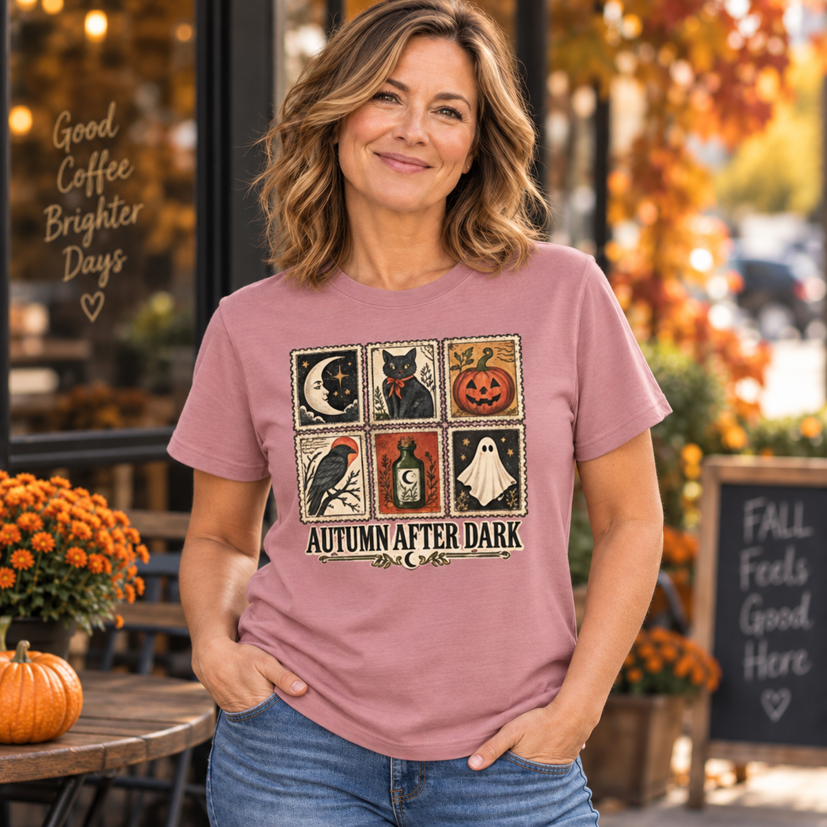 Autumn After Dark Vintage Stamp Crewneck