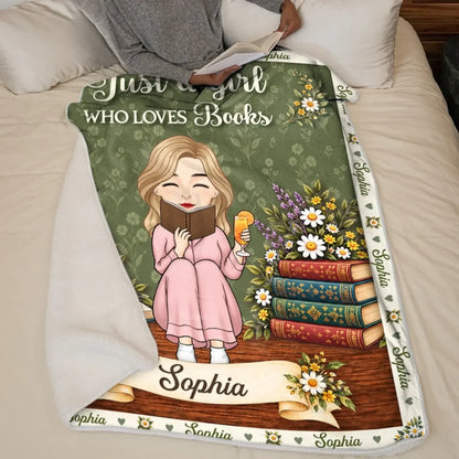 Floral storytime blanket draped across a reader on a sofa