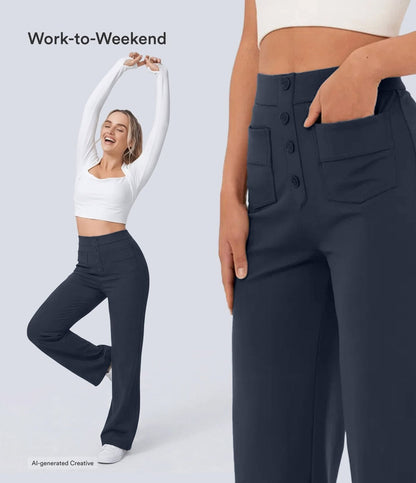 The Dayline Stretch Straight-Leg Pant in Chocolate Martini by STAPLE