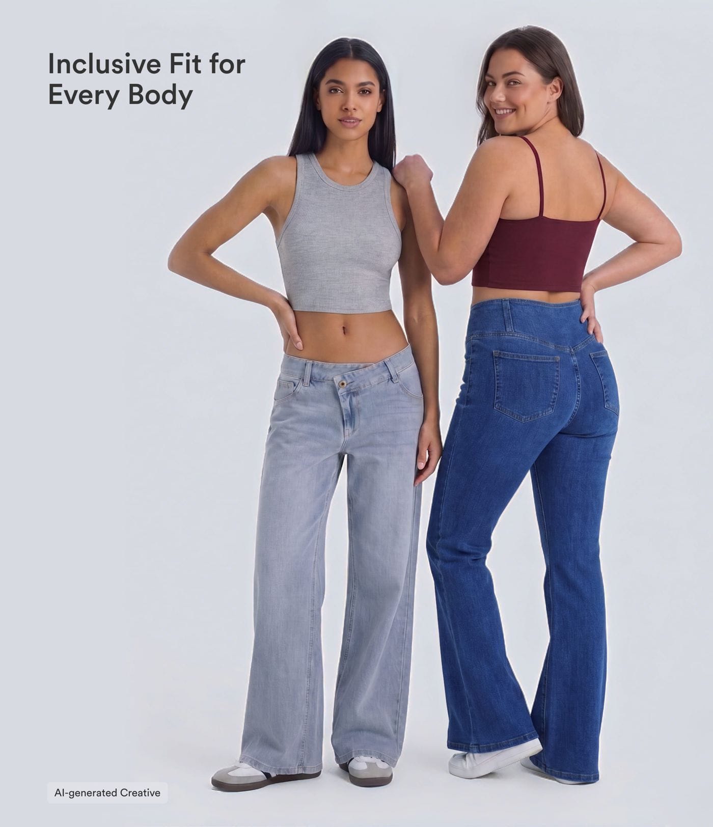 The Offset Asymmetric-Waist Wide-Leg Jean in Mottled Dark Blue Denim by STAPLE
