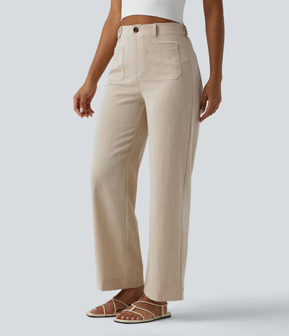 The Sandstone Linen-Feel Straight-Leg Pant in Deep Secluded Blue by STAPLE