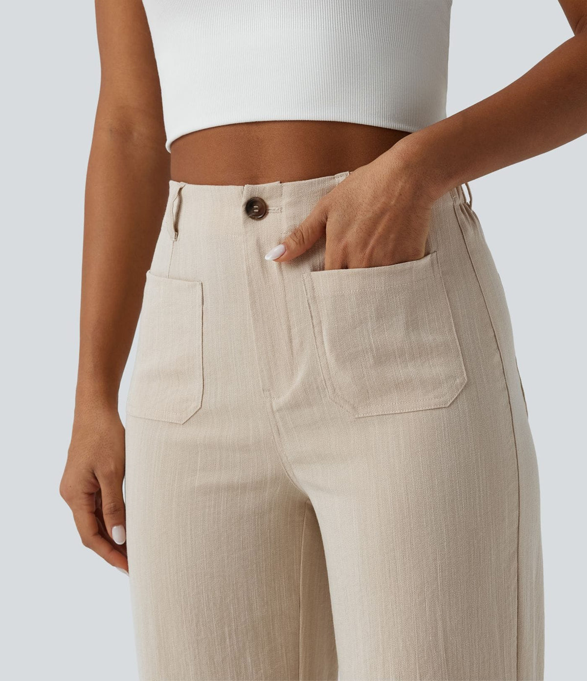The Sandstone Linen-Feel Straight-Leg Pant in Obsidian Weave by STAPLE