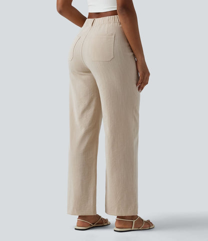 The Sandstone Linen-Feel Straight-Leg Pant in Black by STAPLE