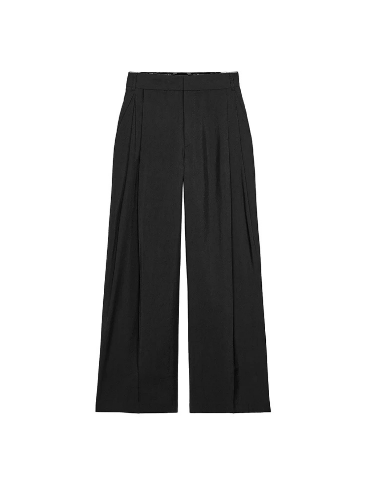 Women's High-Waisted Wide-Leg Trousers with Double Pleat Detail