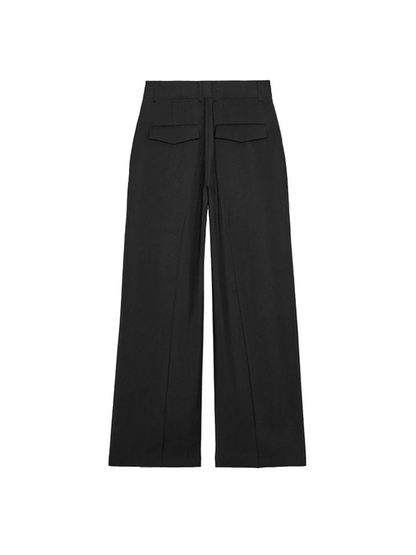 Women's High-Waisted Wide-Leg Trousers with Double Pleat Detail