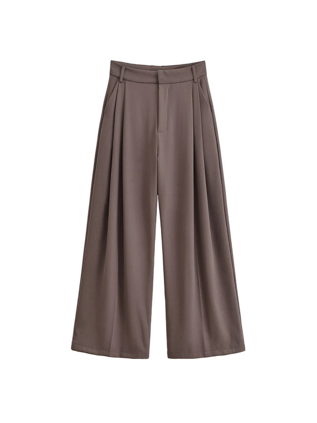 Women's High-Waisted Wide-Leg Trousers with Double Pleat Detail