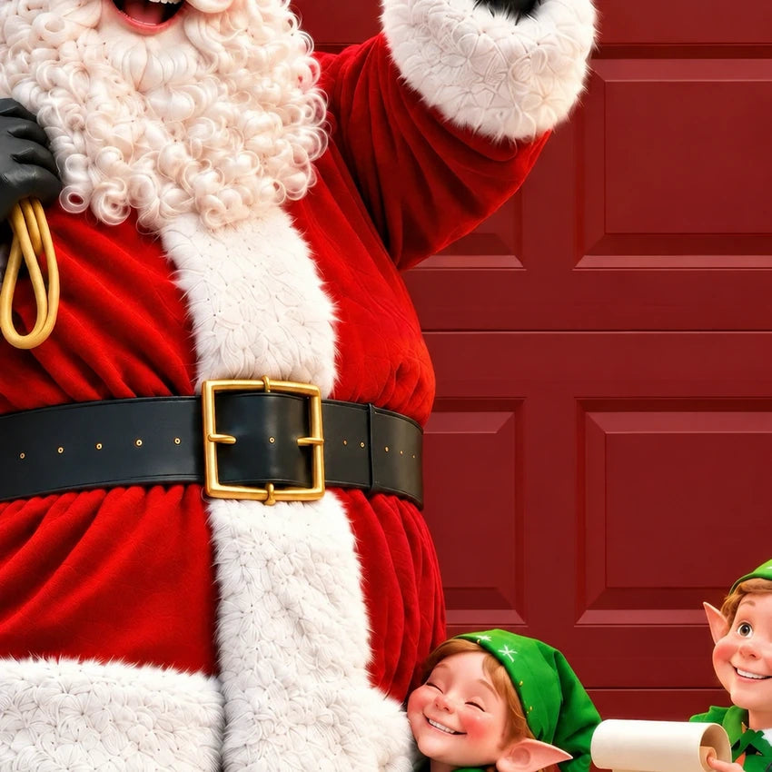 Santa's Crew garage door cover artwork detail