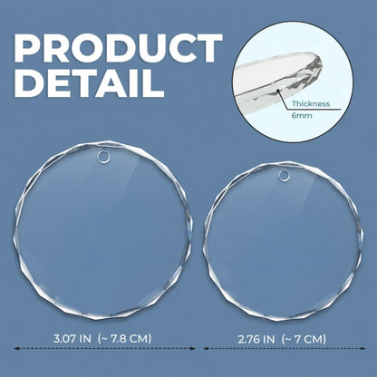 Glass ornament size guide showing 2.76-inch and 3.07-inch round options