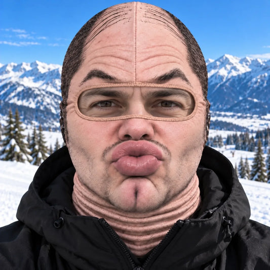Bald Puckered Face print balaclava with an eye opening; clothing not included