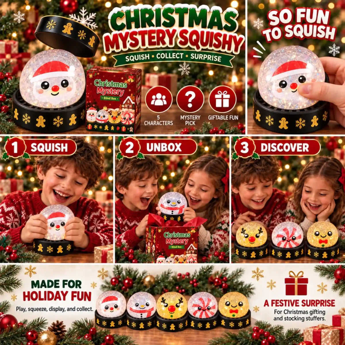 Christmas mystery squishy unboxing and five-style collection guide