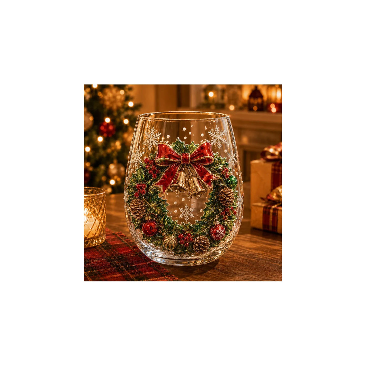 Christmas wreath decorated 300 ml glass