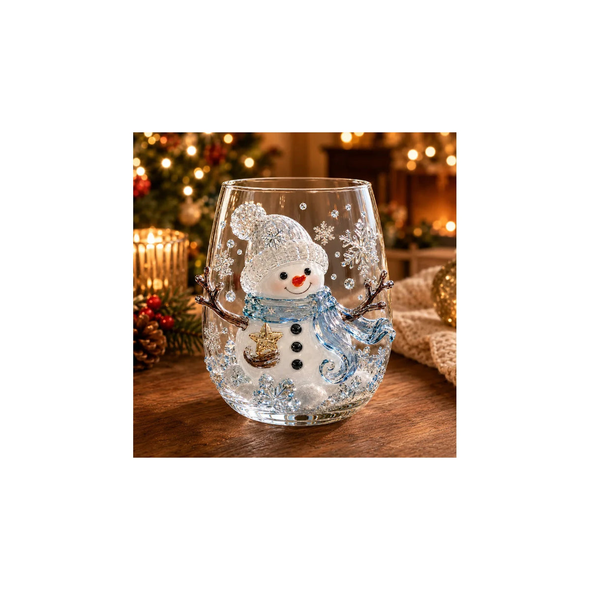Snowman Christmas glass