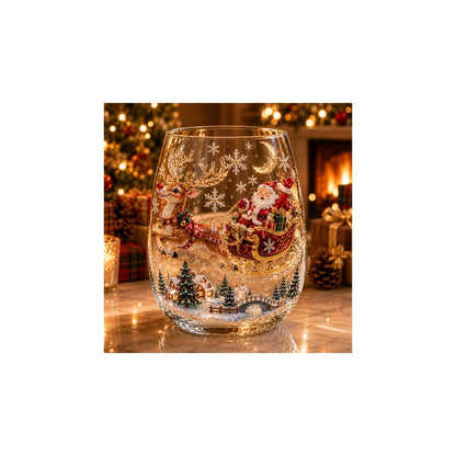 Reindeer sleigh Christmas glass