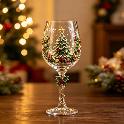 Christmas tree wine glass design