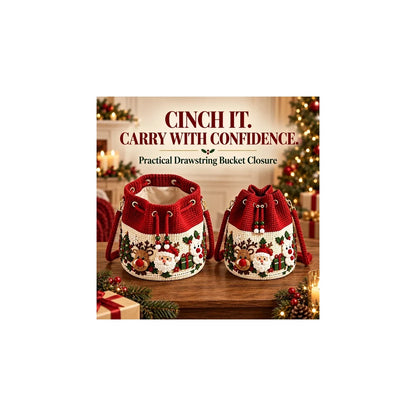 Drawstring opening of Christmas bucket bags