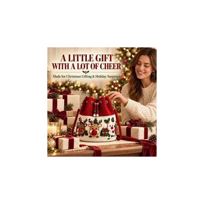 Christmas bucket bag displayed as a gift