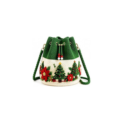 Green and cream Christmas Tree bucket bag