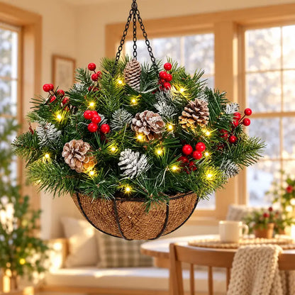 Pinecone Christmas hanging decoration in a warm home setting